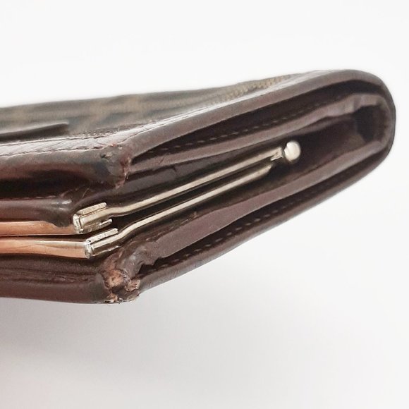 Fendi Zucca Bifold Snap Brown & Tan Leather Jacquard Small Wallet 5.25" X 3.25" - Picture 6 of 16